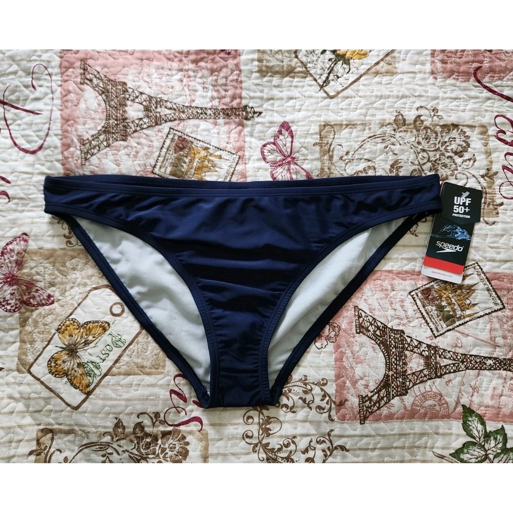 Speedo Womens Hipster‎ Bikini Swimsuit Bottom Blue Size XL UPF 50+ Protection